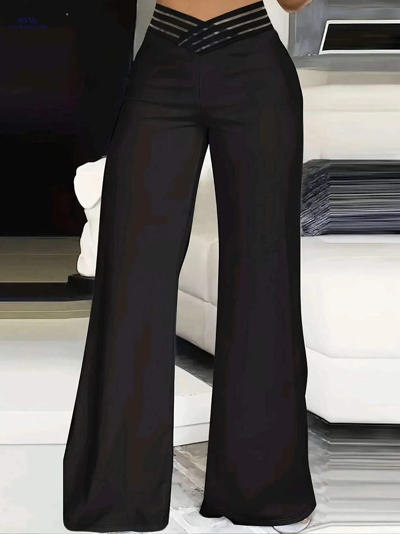 Women's Elegant Wide-Leg Pants - All-Season Solid Color Design   OAXG 
