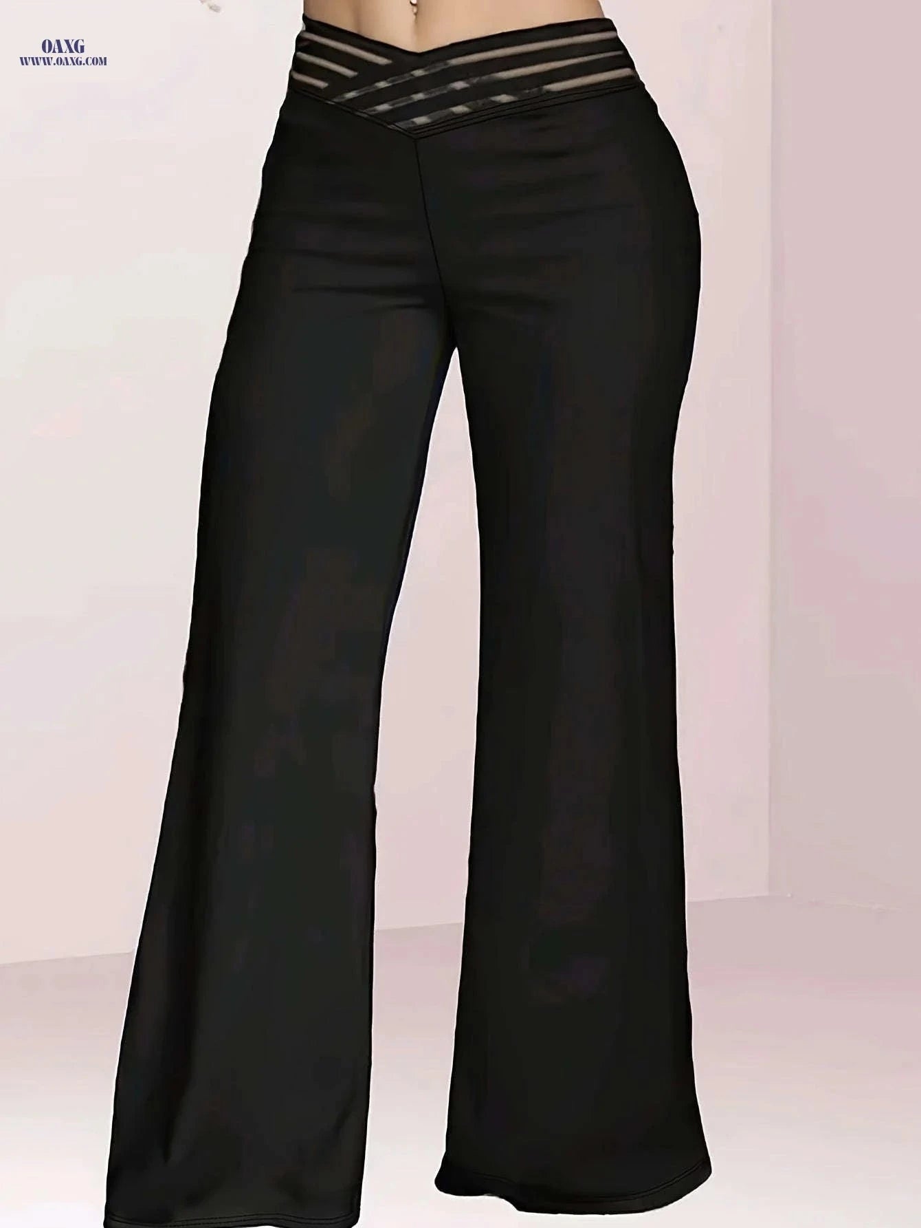 Women's Elegant Wide-Leg Pants - All-Season Solid Color Design   OAXG 