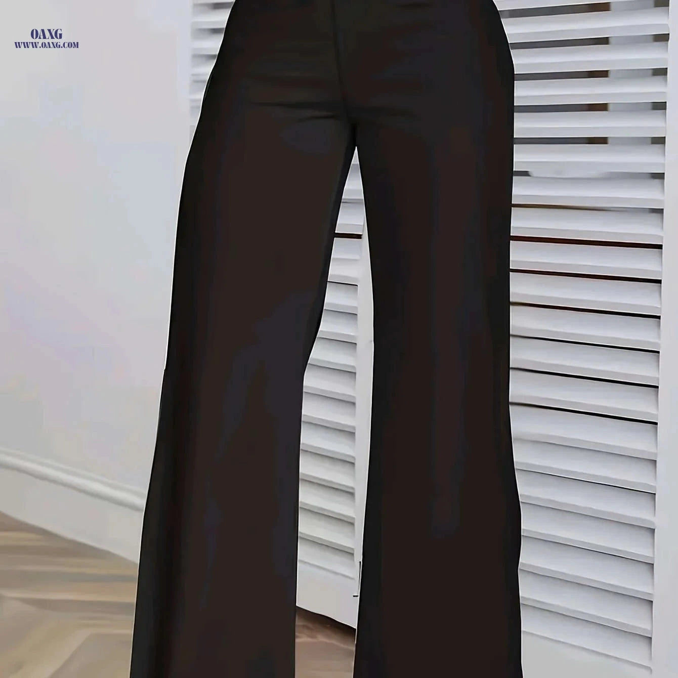 Women's Elegant Wide-Leg Pants - All-Season Solid Color Design   OAXG Black / S