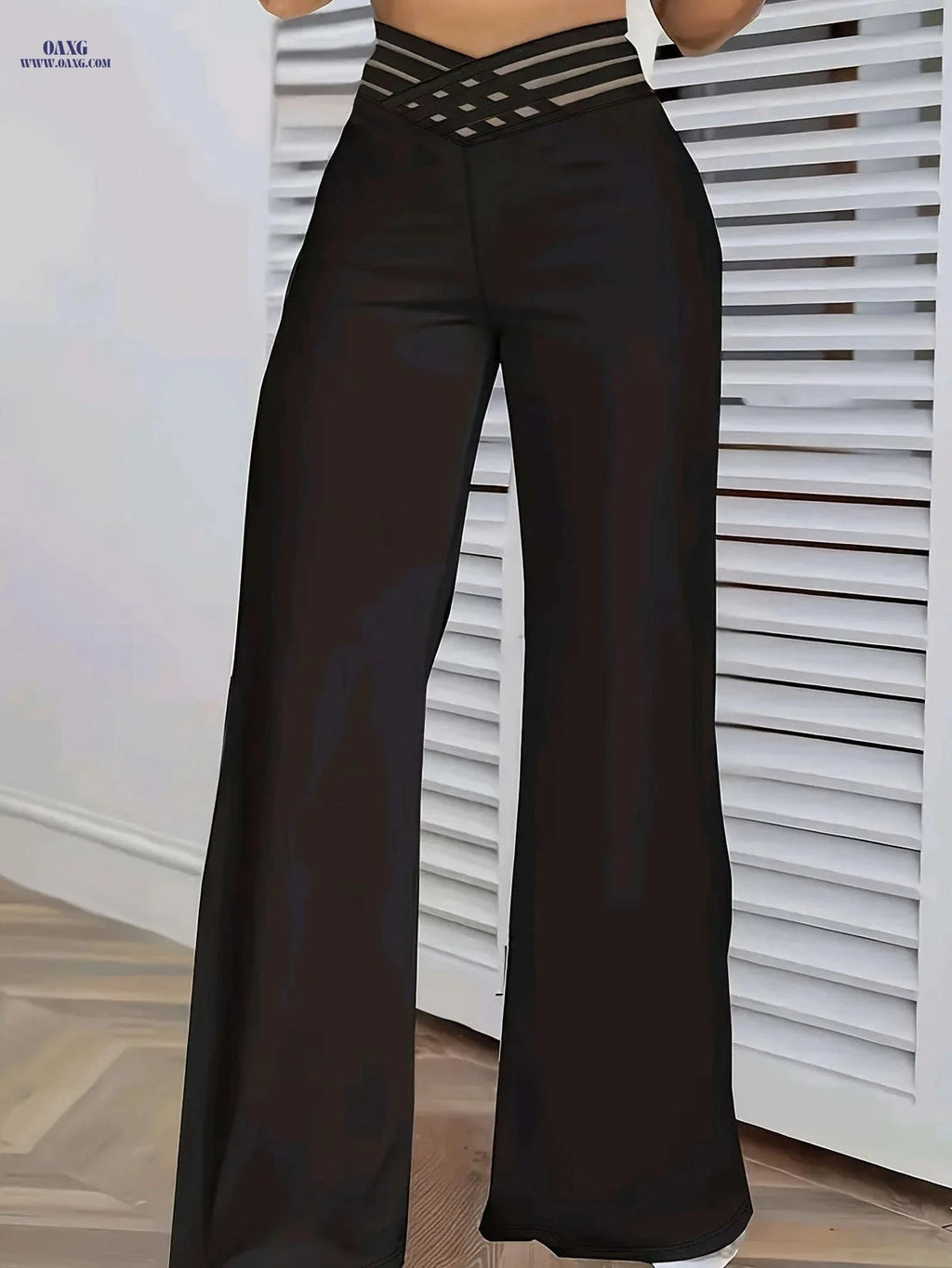 Women's Elegant Wide-Leg Pants - All-Season Solid Color Design   OAXG 