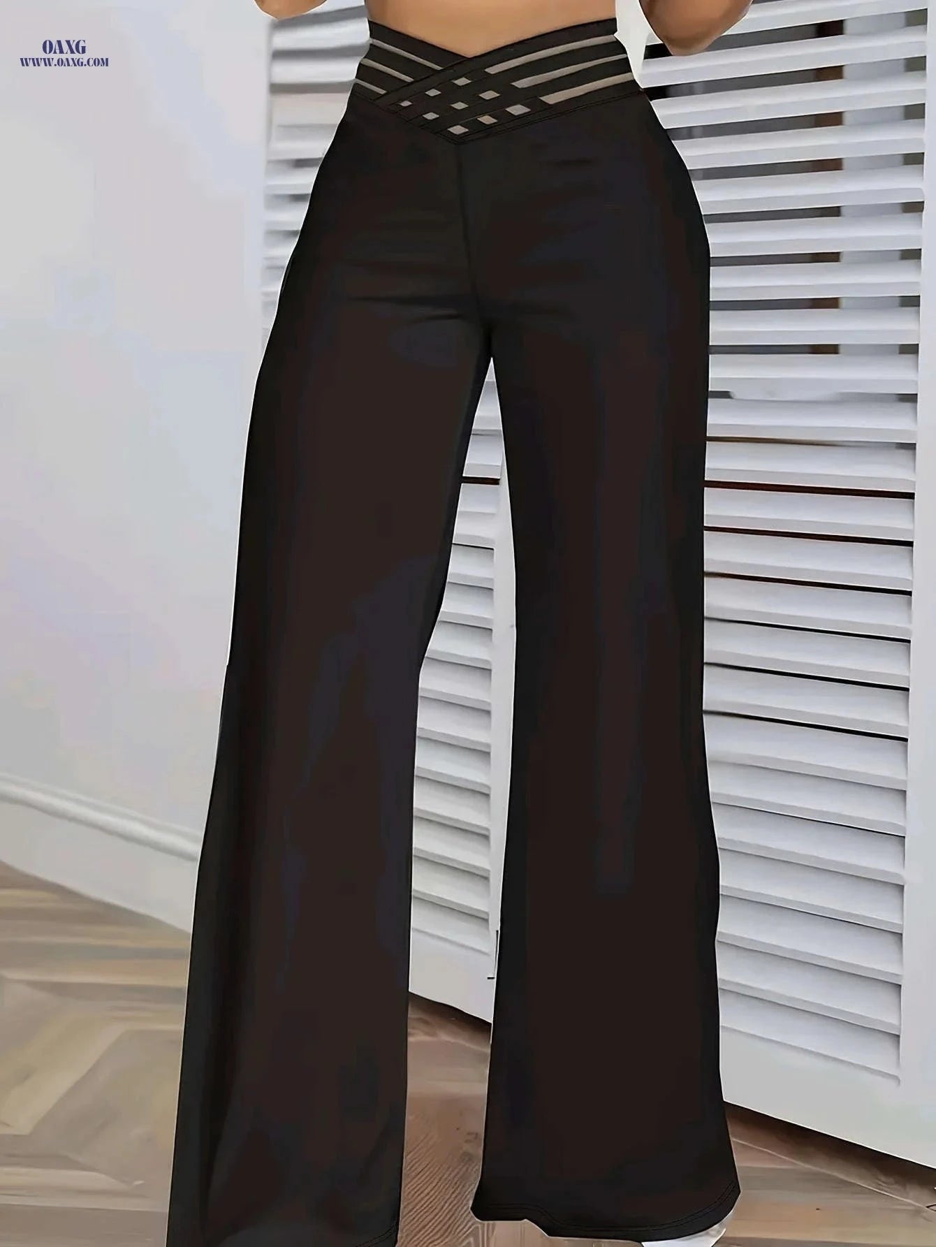 Women's Elegant Wide-Leg Pants - All-Season Solid Color Design   OAXG 