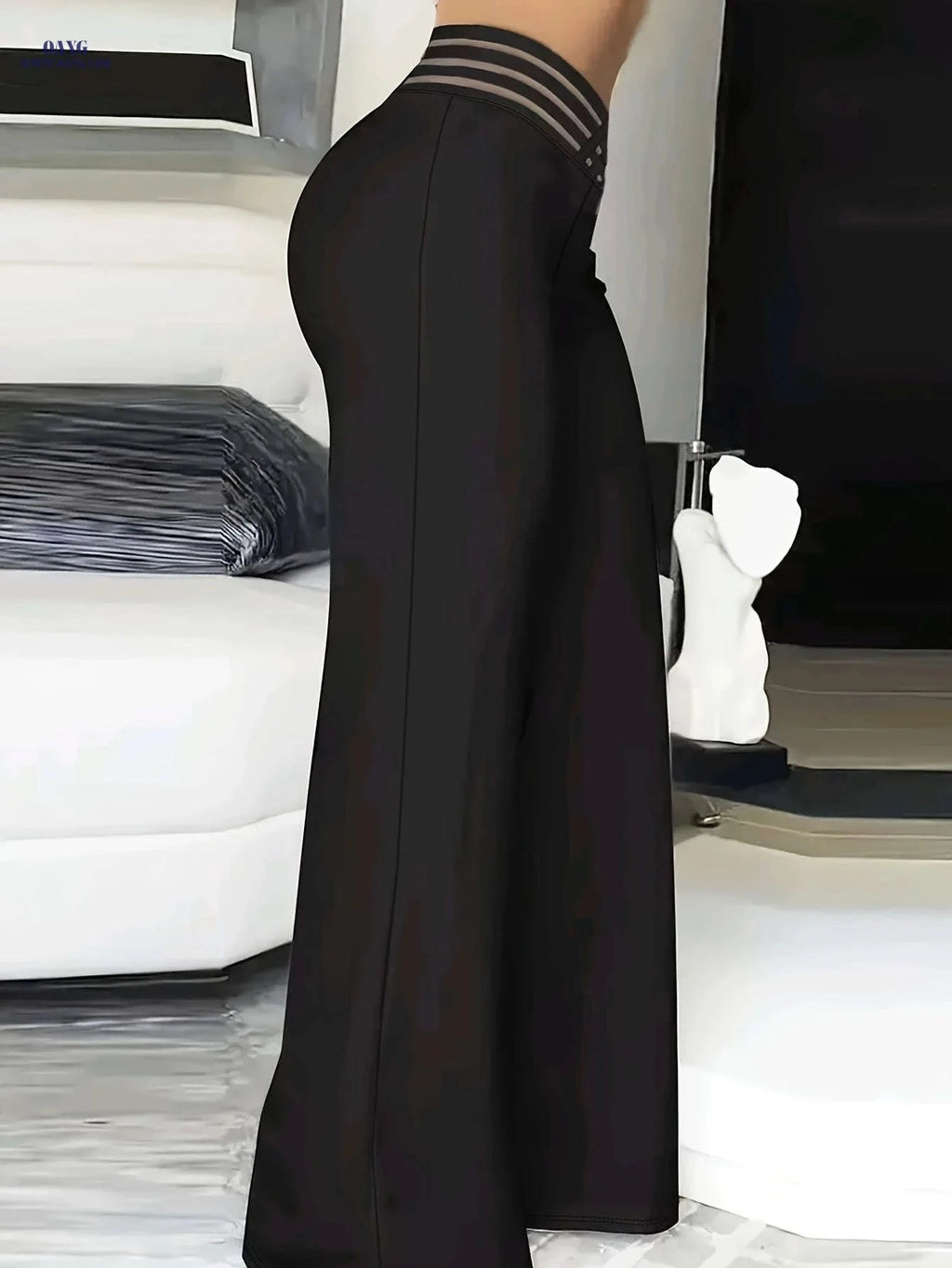 Women's Elegant Wide-Leg Pants - All-Season Solid Color Design   OAXG 