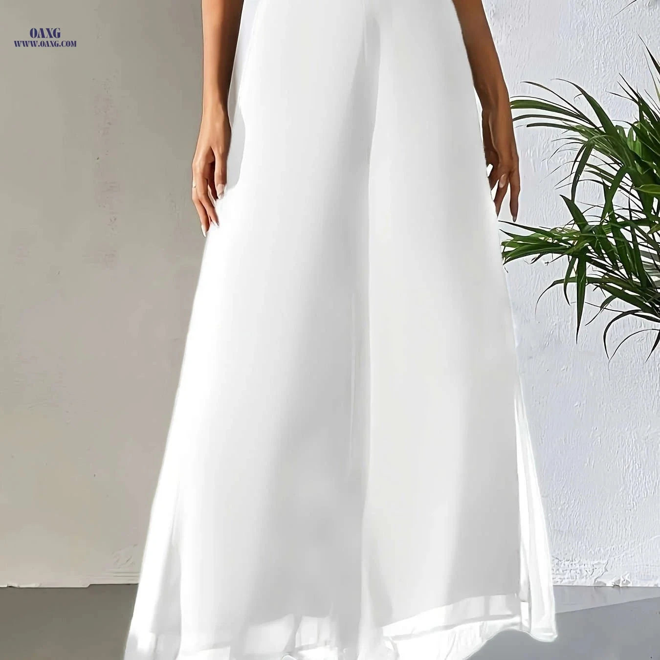 Women's Elegant Wide Leg Pants - Breathable, All Seasons, Elastic Waist   OAXG Dark Brown / S