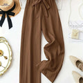 Women's Elegant Wide-Leg Trousers - Soft Pink, All-Season Style   OAXG 