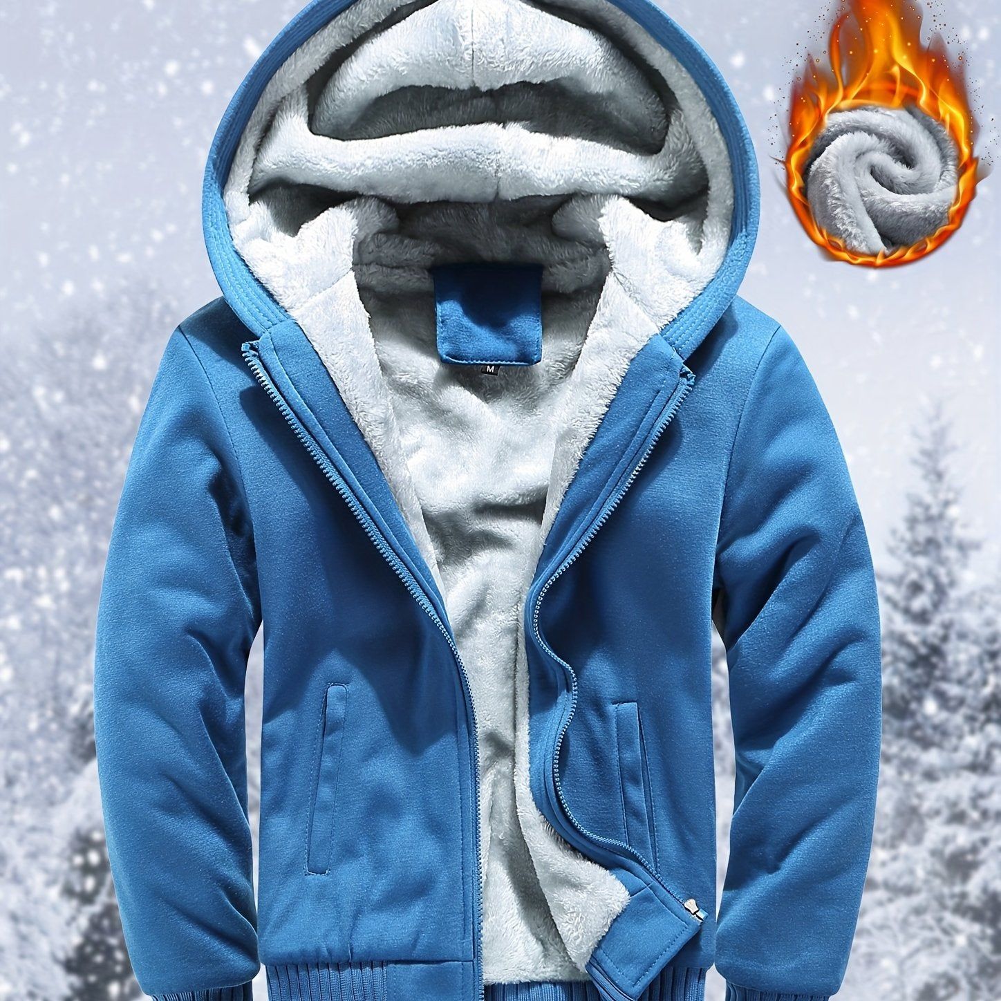 Women's European/American Sizes -Lined Thickened Sweatshirt, Casual Sportswear, Warm Outerwear Top   OAXG Blue / S