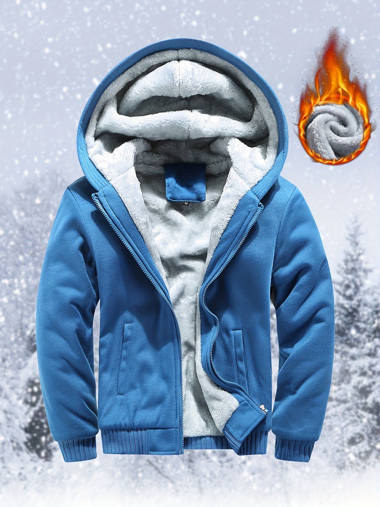 Women's European/American Sizes -Lined Thickened Sweatshirt, Casual Sportswear, Warm Outerwear Top   OAXG Blue / S