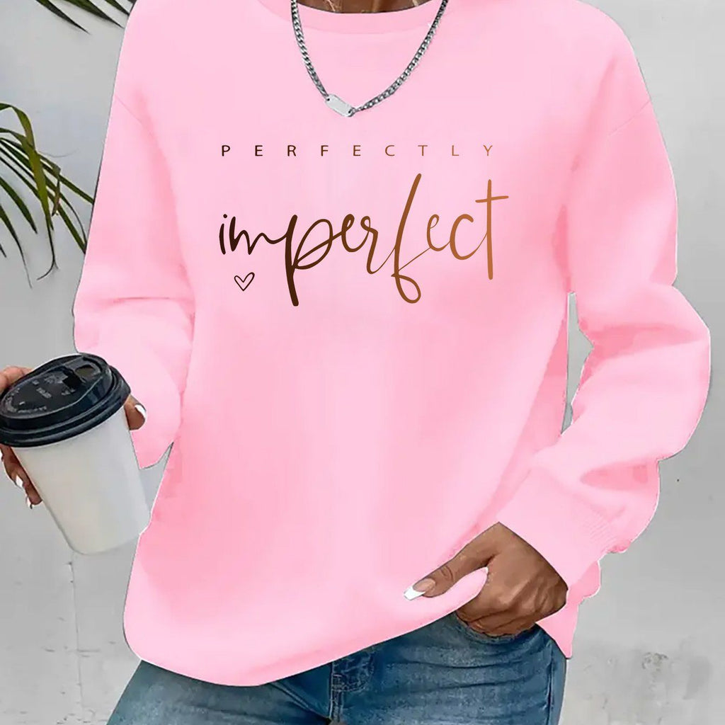 Women's Fashion Casual "Perfect" Gradient Letter Print Crewneck Sweatshirt   OAXG Pink / S