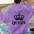 Women'S Fashion Casual Sports Hoodie with Crown and "QUEEN" Print on Back | Slight Stretch Fabric, Hooded, All-Season   OAXG Purple / XS