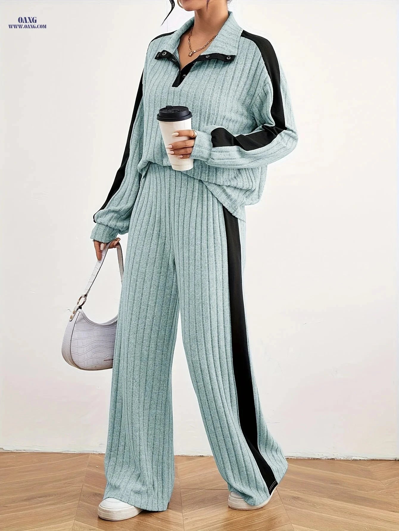Women's Fashion Casual Sweater Set - Elegant Striped Design for Spring   OAXG 
