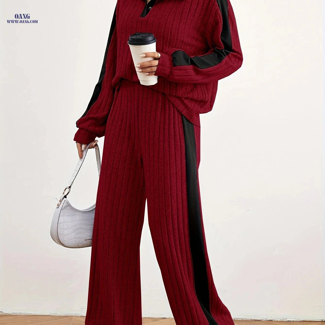 Women's Fashion Casual Sweater Set - Elegant Striped Design for Spring   OAXG 