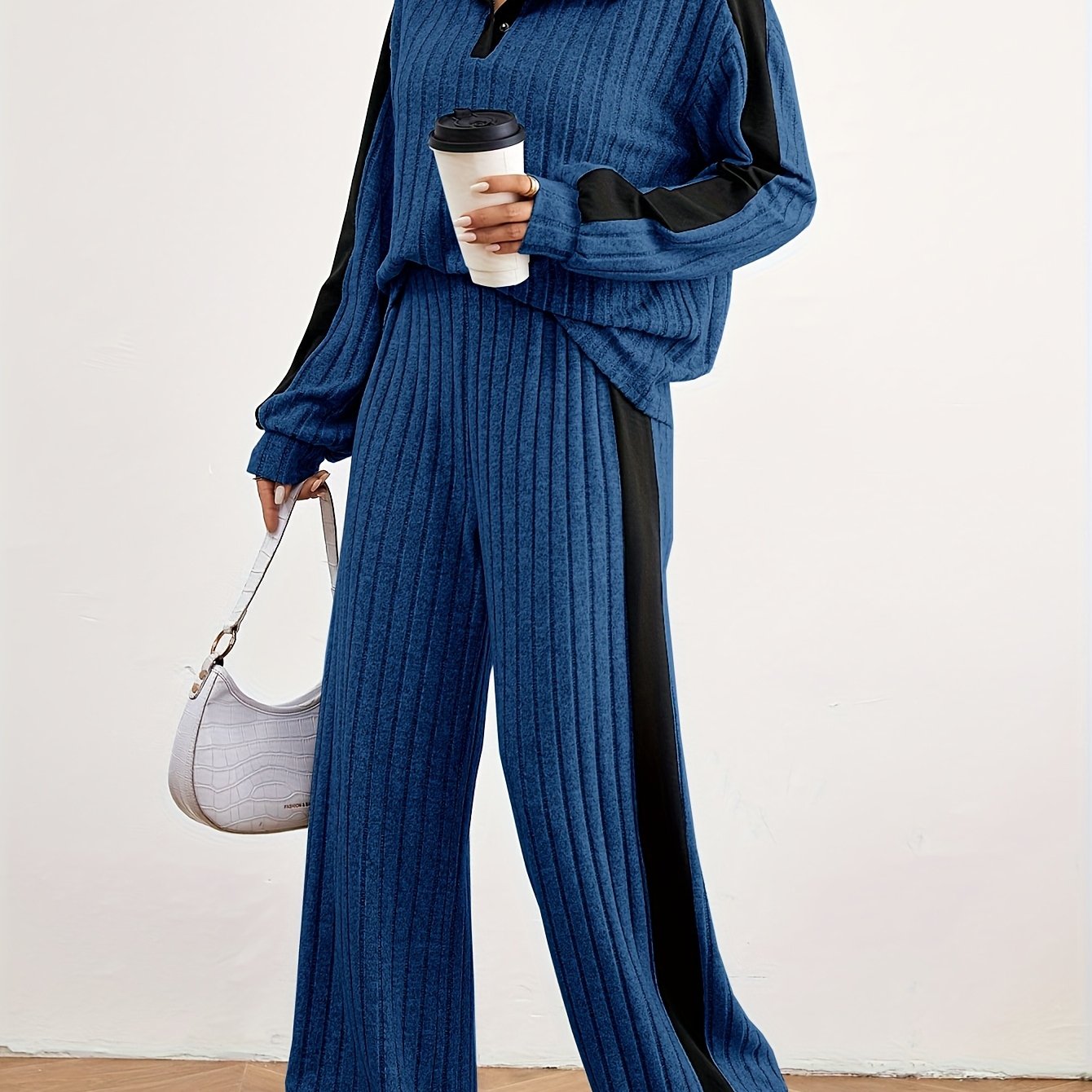 Women's Fashion Casual Sweater Set - Elegant Striped Design for Spring   OAXG 