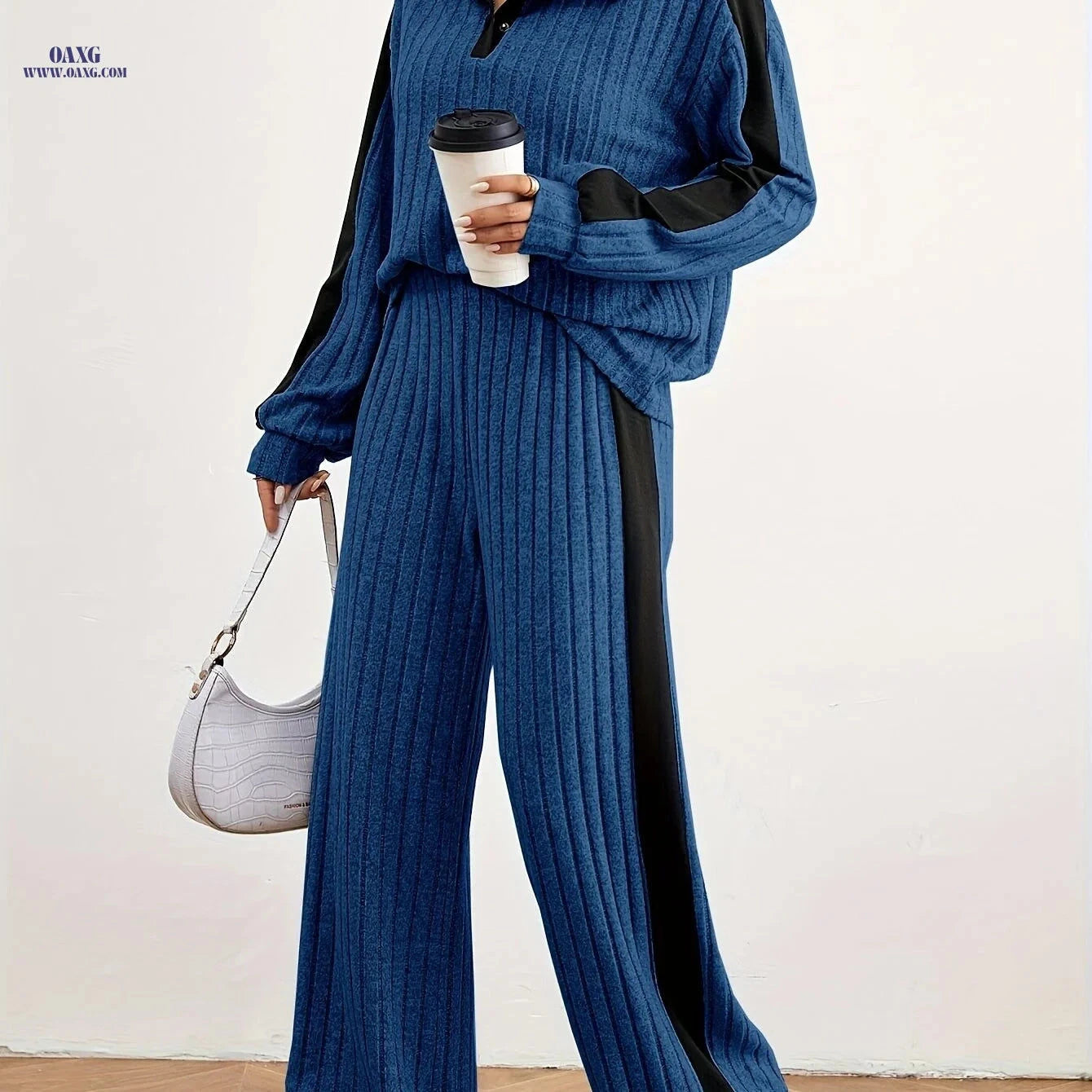 Women's Fashion Casual Sweater Set - Elegant Striped Design for Spring   OAXG 