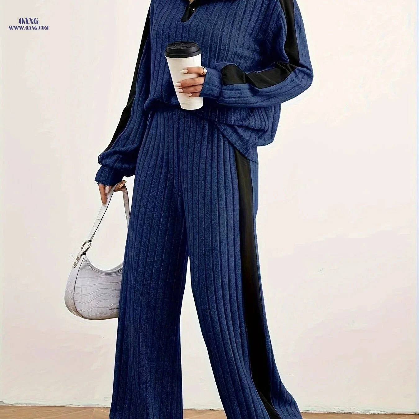 Women's Fashion Casual Sweater Set - Elegant Striped Design for Spring   OAXG 