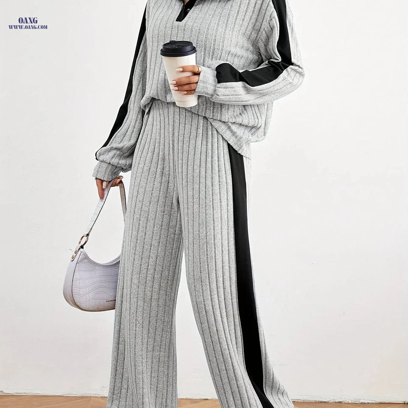 Women's Fashion Casual Sweater Set - Elegant Striped Design for Spring   OAXG 