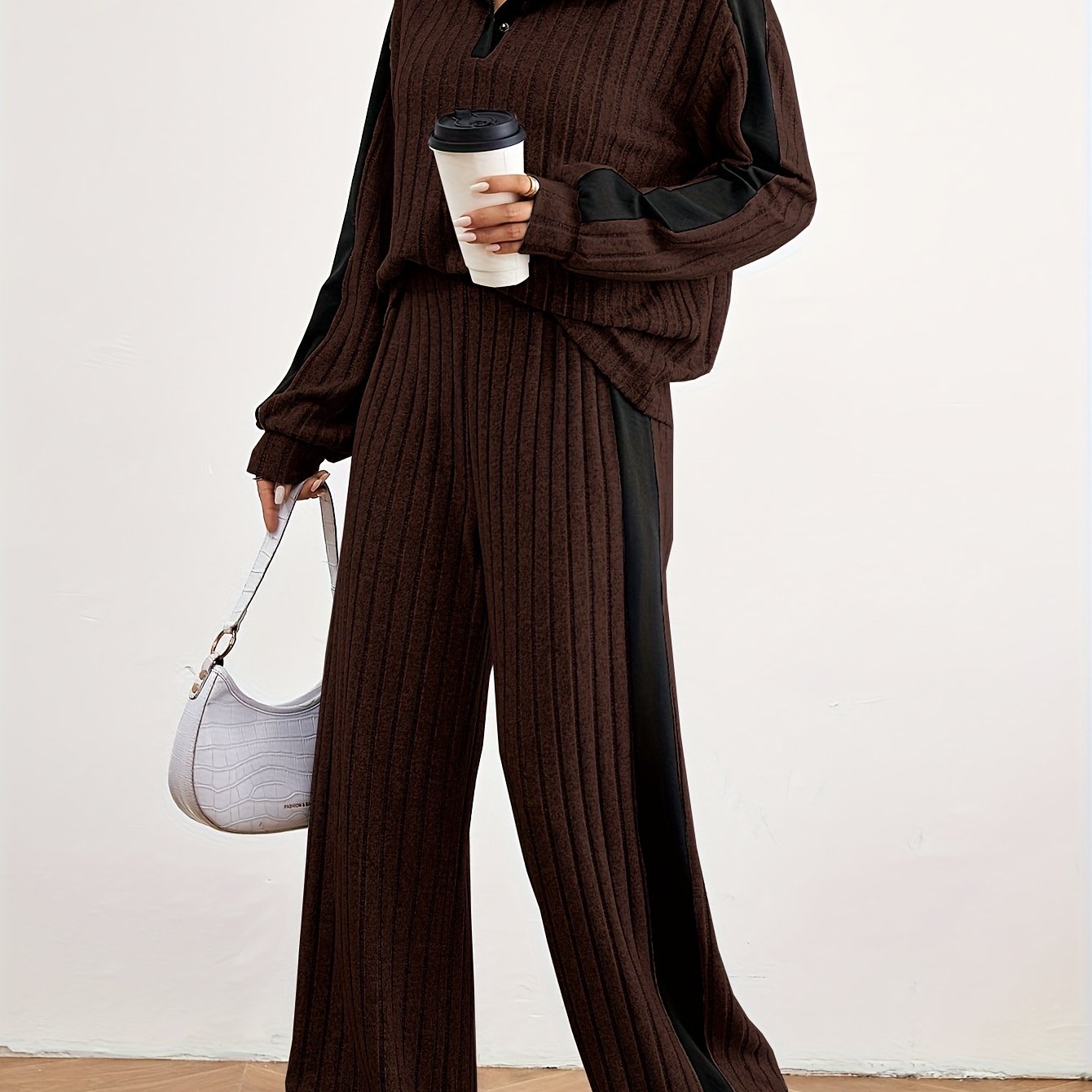 Women's Fashion Casual Sweater Set - Elegant Striped Design for Spring   OAXG 