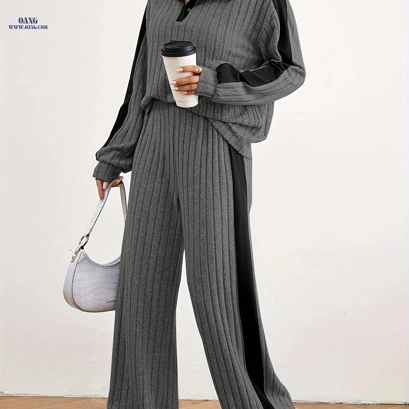 Women's Fashion Casual Sweater Set - Elegant Striped Design for Spring   OAXG 