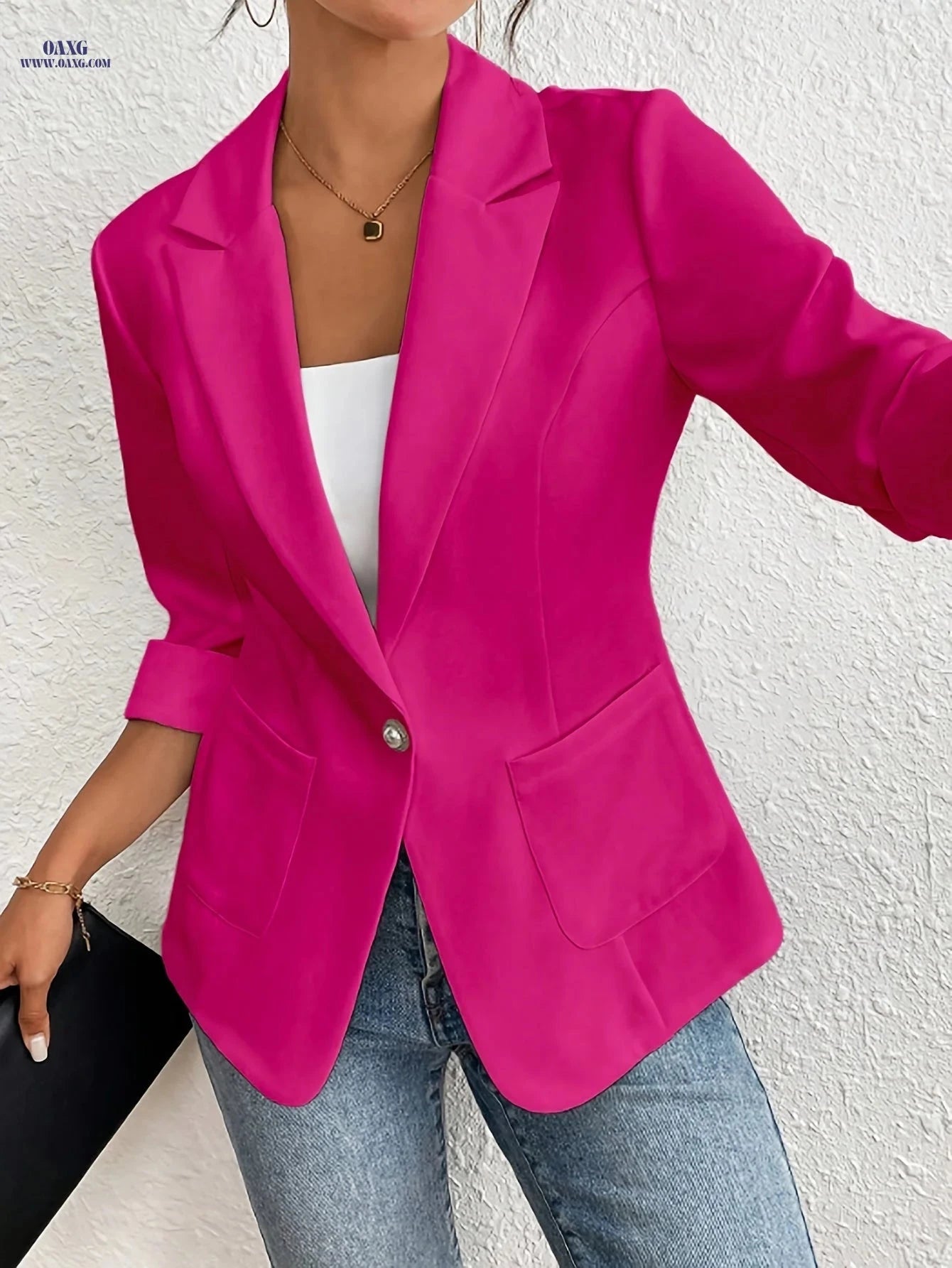 Women's Fashion Commuter Blazer - Stylish Three-Quarter Sleeve Jacket   OAXG 