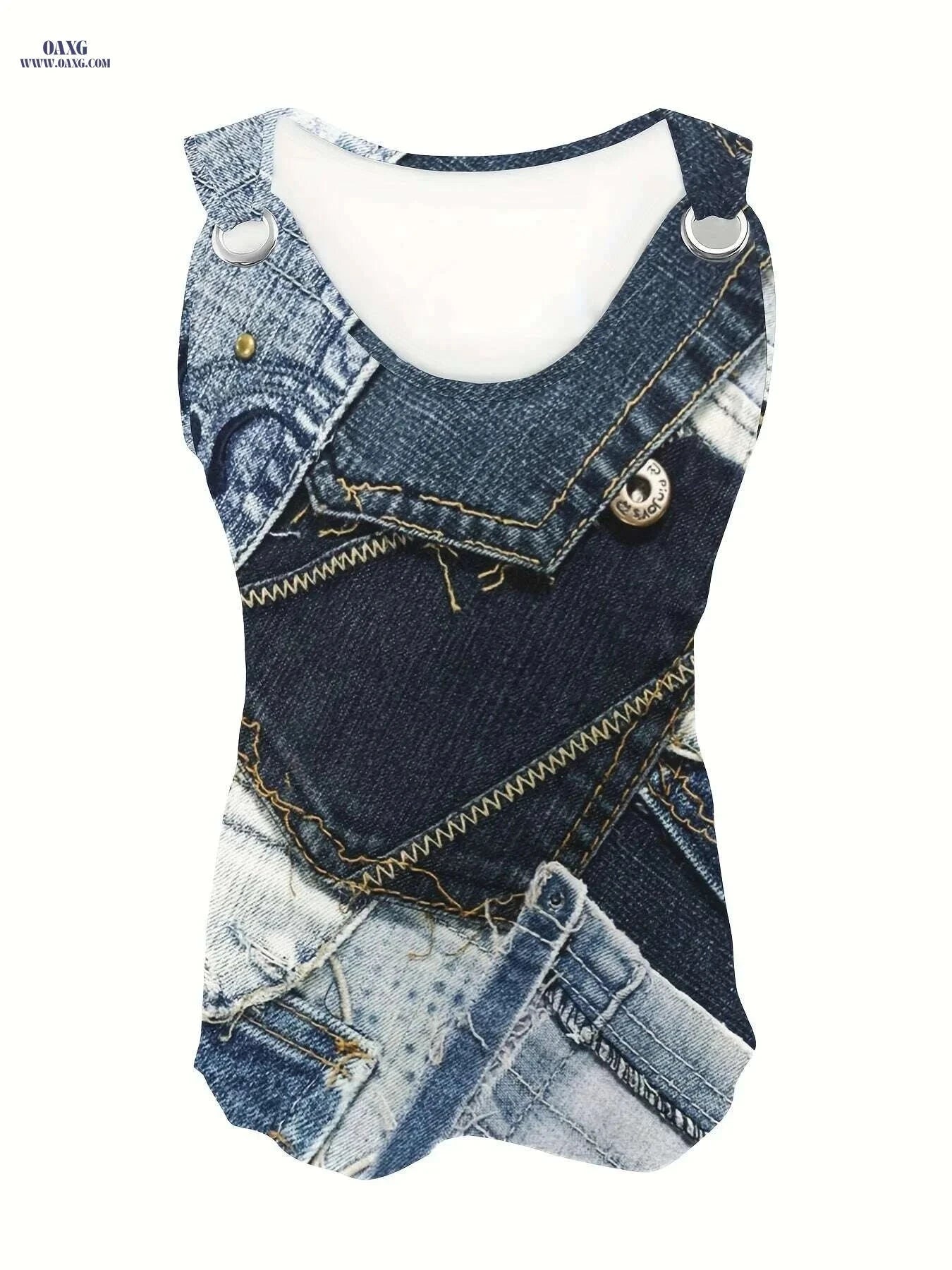 Women's Fashion Print Round Neck Sleeveless Vest - Casual Summer Style   OAXG Mixed Color / S