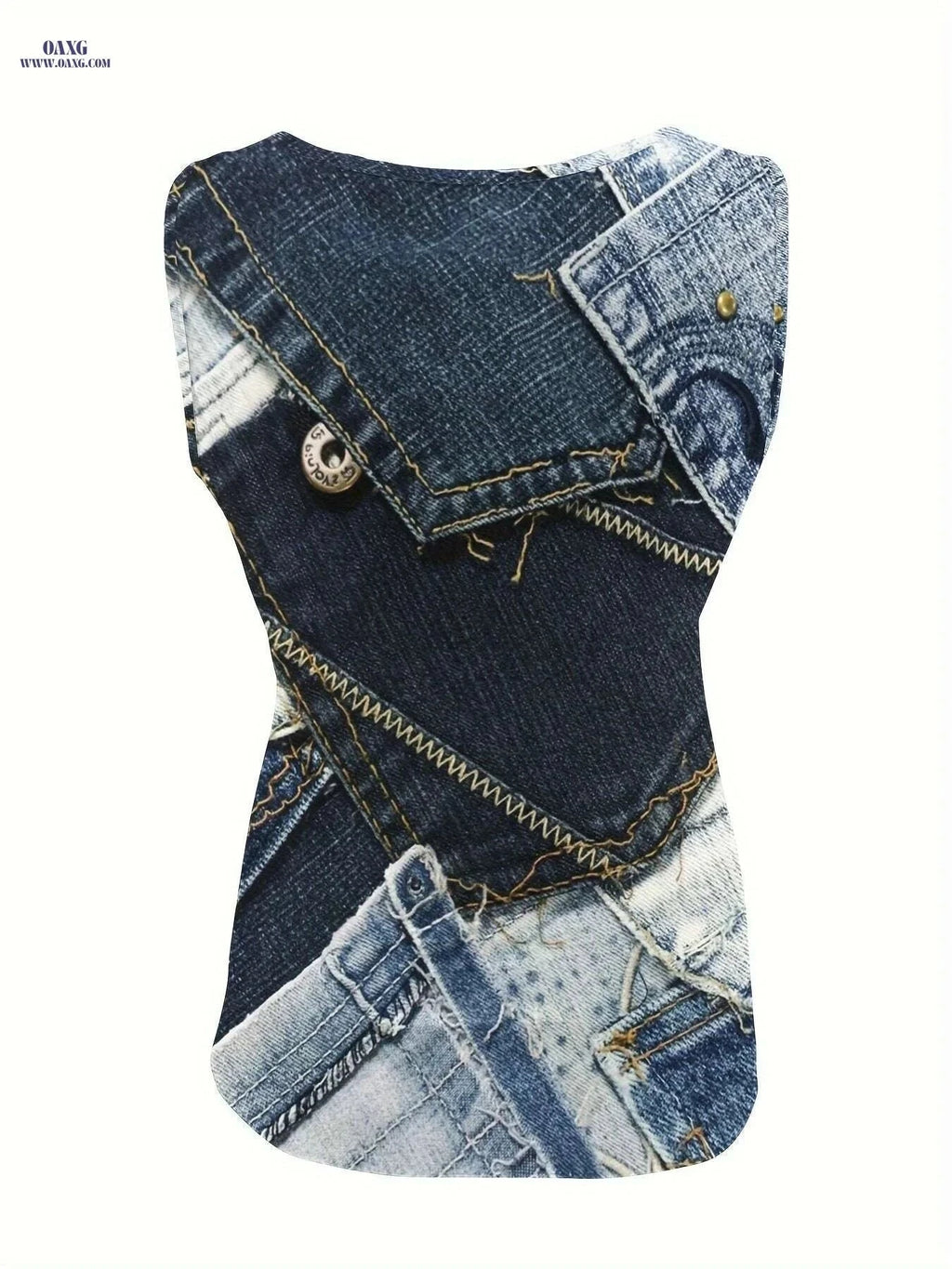 Women's Fashion Print Round Neck Sleeveless Vest - Casual Summer Style   OAXG Mixed Color / S