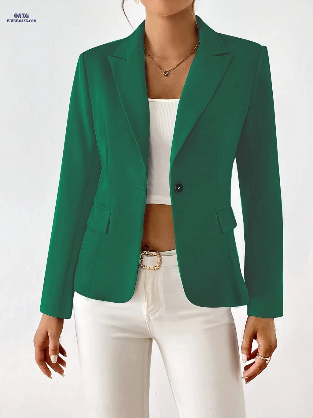 Women's Fashion Suit Jacket - Regular Fit, Long Sleeve, Solid Color   OAXG 