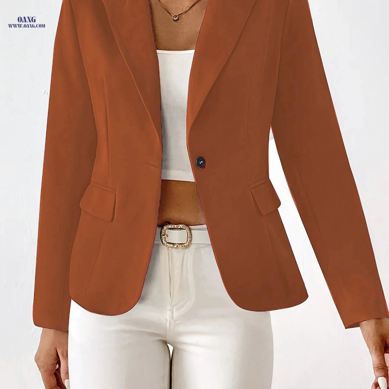 Women's Fashion Suit Jacket - Regular Fit, Long Sleeve, Solid Color   OAXG 