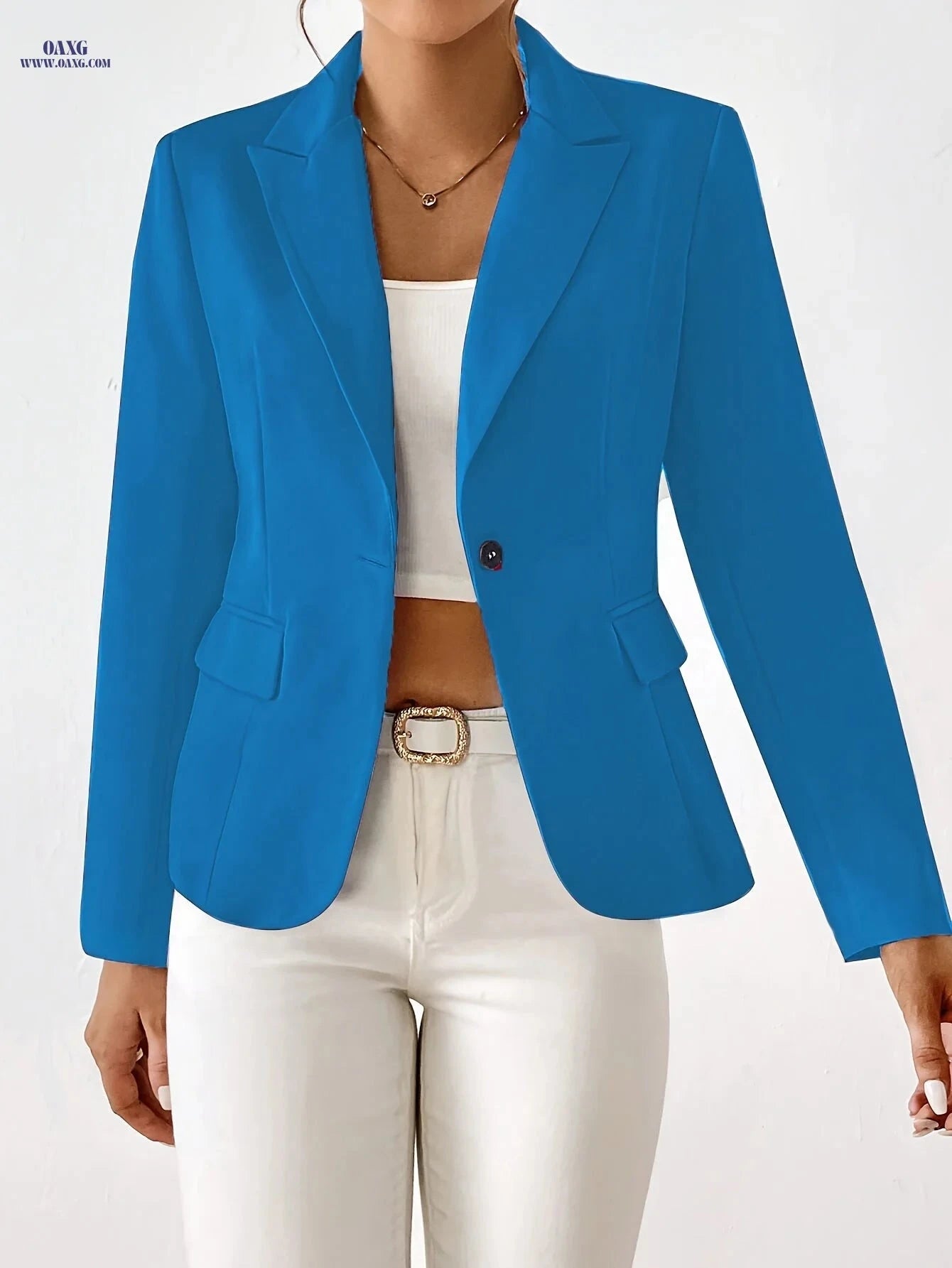 Women's Fashion Suit Jacket - Regular Fit, Long Sleeve, Solid Color   OAXG 