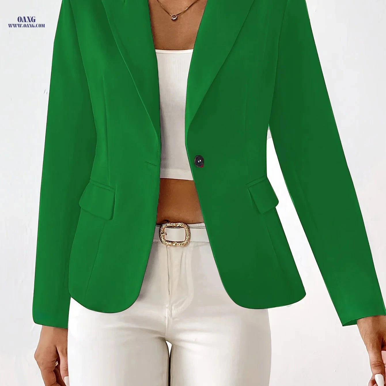 Women's Fashion Suit Jacket - Regular Fit, Long Sleeve, Solid Color   OAXG 