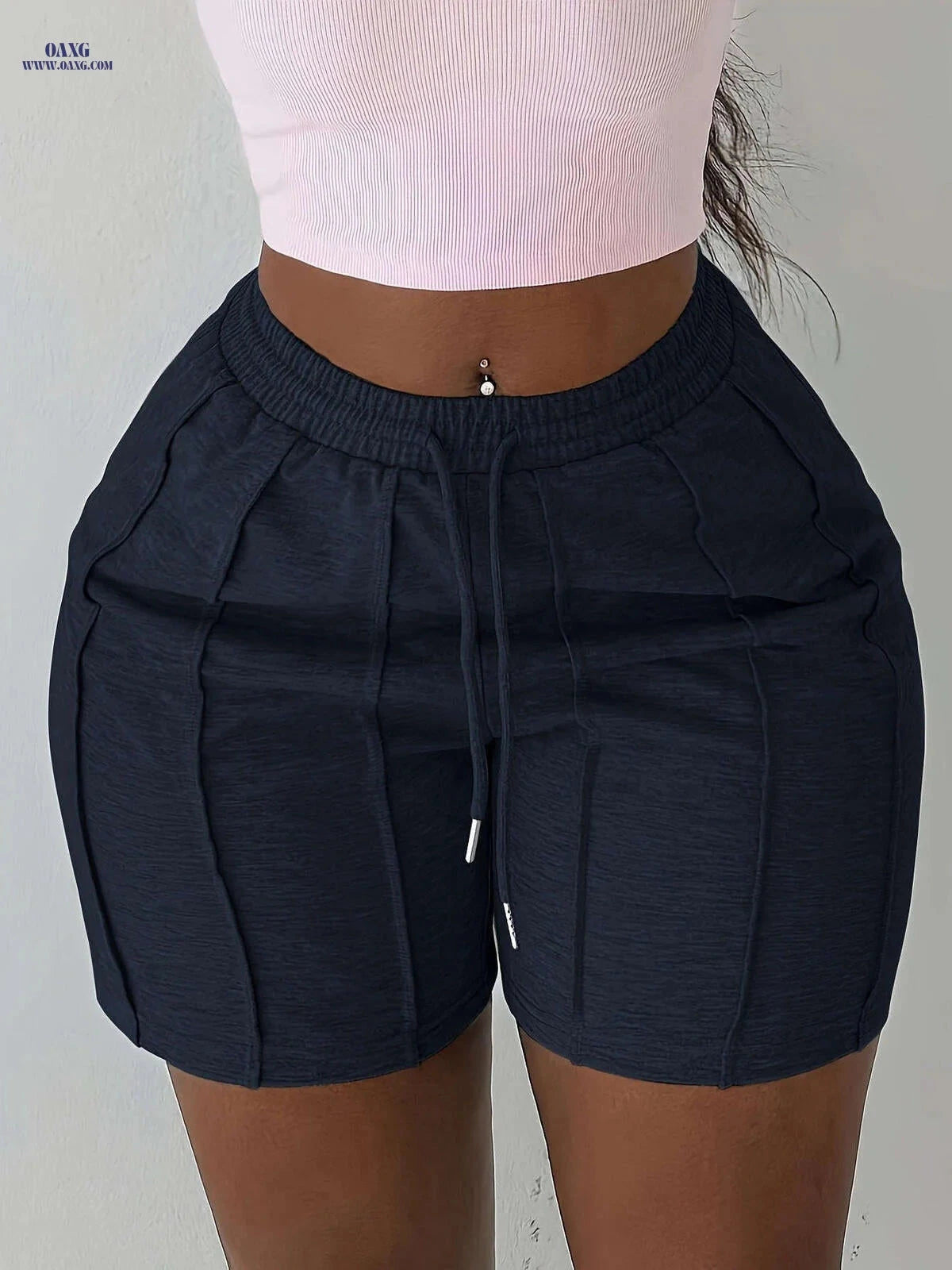 Women's Fashionable Drawstring Shorts - Casual Spring/Fall Style   OAXG 
