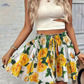 Women's Faux Drawstring Floral Shorts - Casual Summer Style   OAXG 