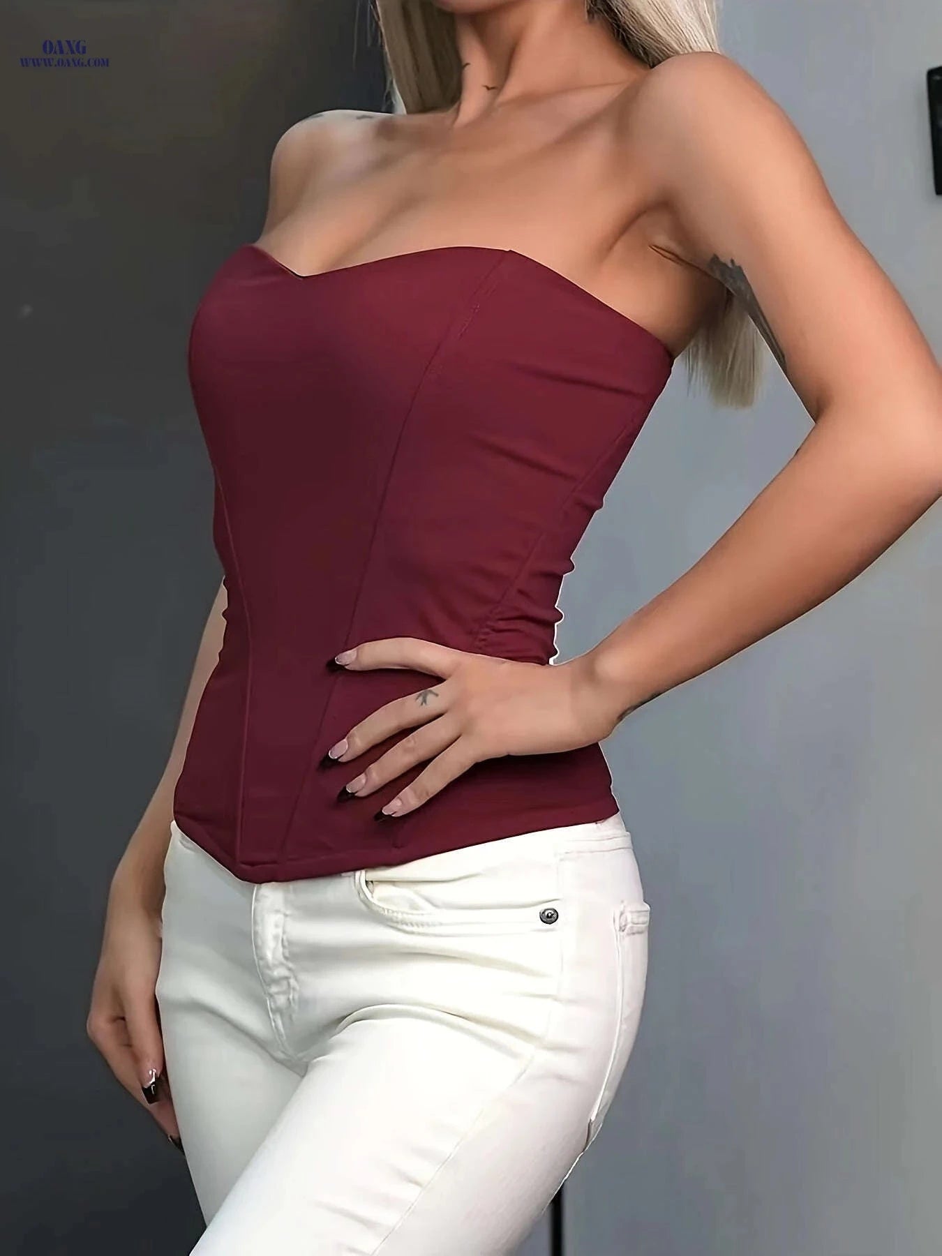 Women’s Fishbone Corset Top - Sexy High-Waisted Fitted Design   OAXG Black / XS