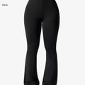 Women's Flare Yoga Pants with Letter Waistband - Solid Color Style   OAXG 