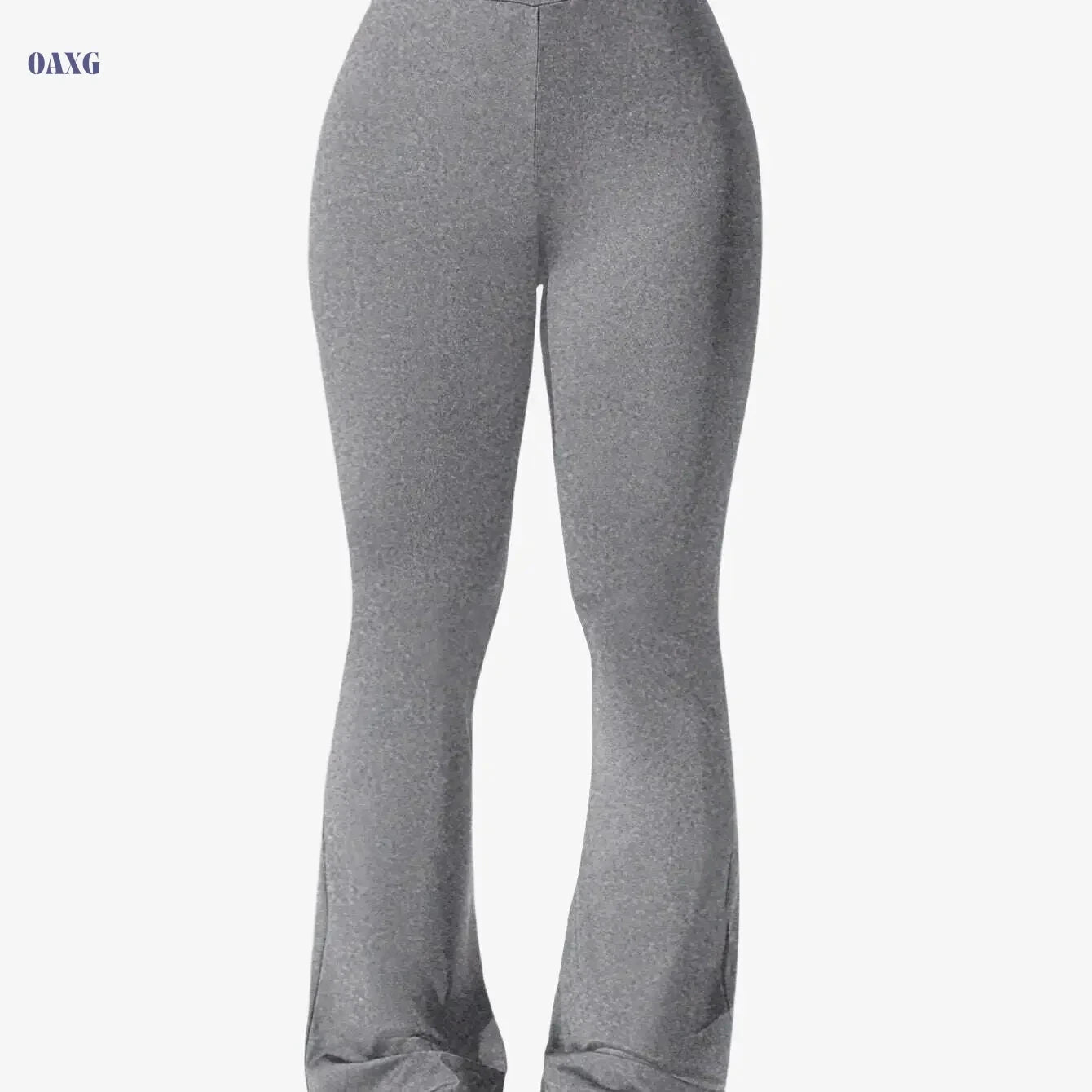 Women's Flare Yoga Pants with Letter Waistband - Solid Color Style   OAXG 
