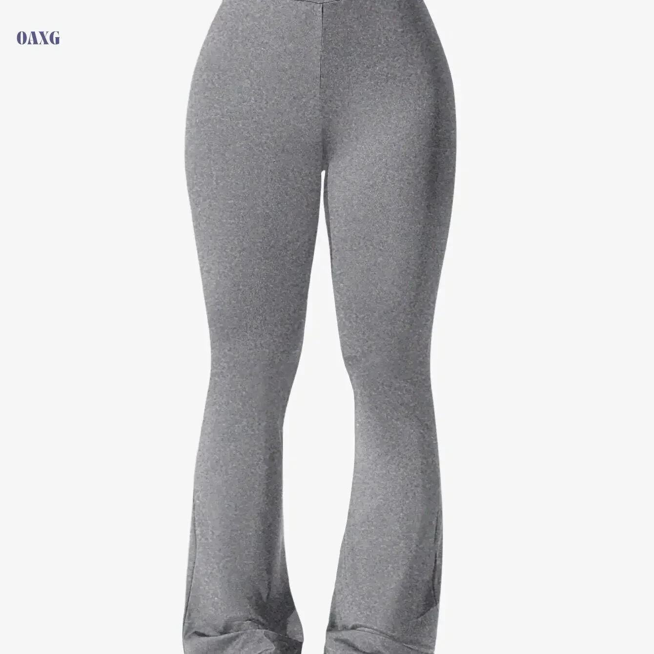 Women's Flare Yoga Pants with Letter Waistband - Solid Color Style   OAXG Black / S