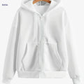 Women's Fleece-Lined Hooded Jacket - Warm Casual Coat with Pockets   OAXG White / S
