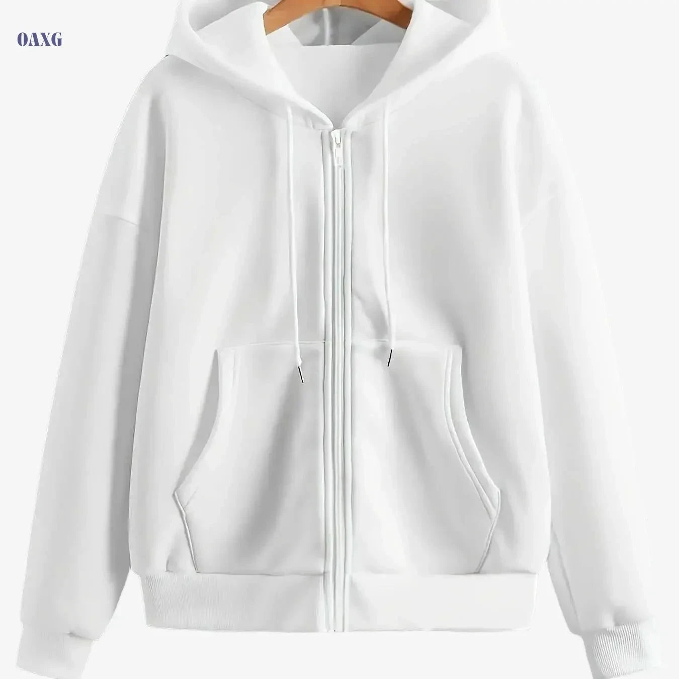 Women's Fleece-Lined Hooded Jacket - Warm Casual Coat with Pockets   OAXG White / S