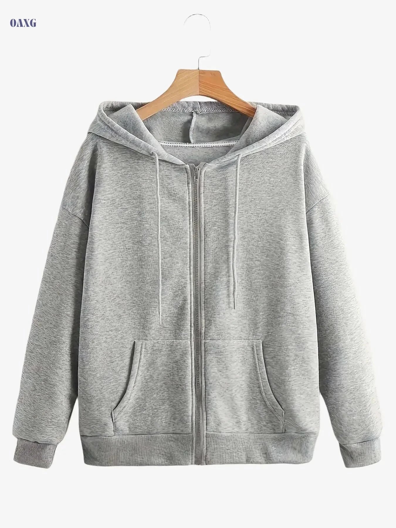Women's Fleece-Lined Hooded Jacket - Warm Casual Coat with Pockets   OAXG White / S