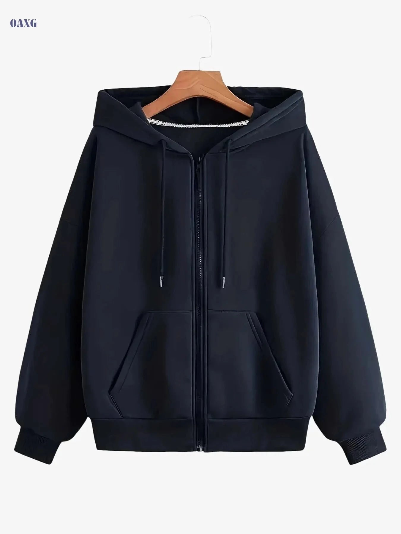 Women's Fleece-Lined Hooded Jacket - Warm Casual Coat with Pockets   OAXG White / S