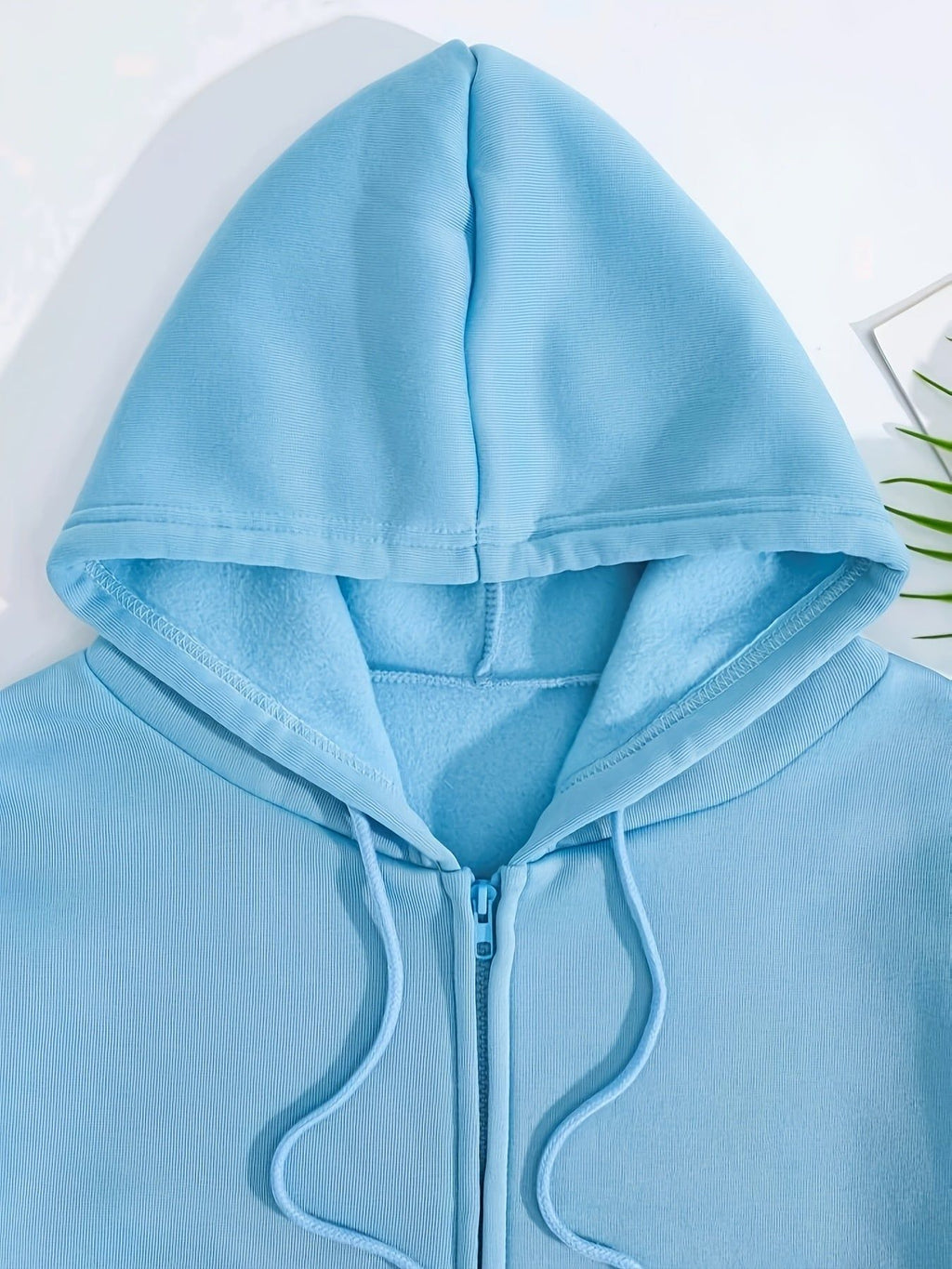 Women's Fleece-Lined Hoodie - Casual Zip Up Sweatshirt for Fall   OAXG Sky Blue / S