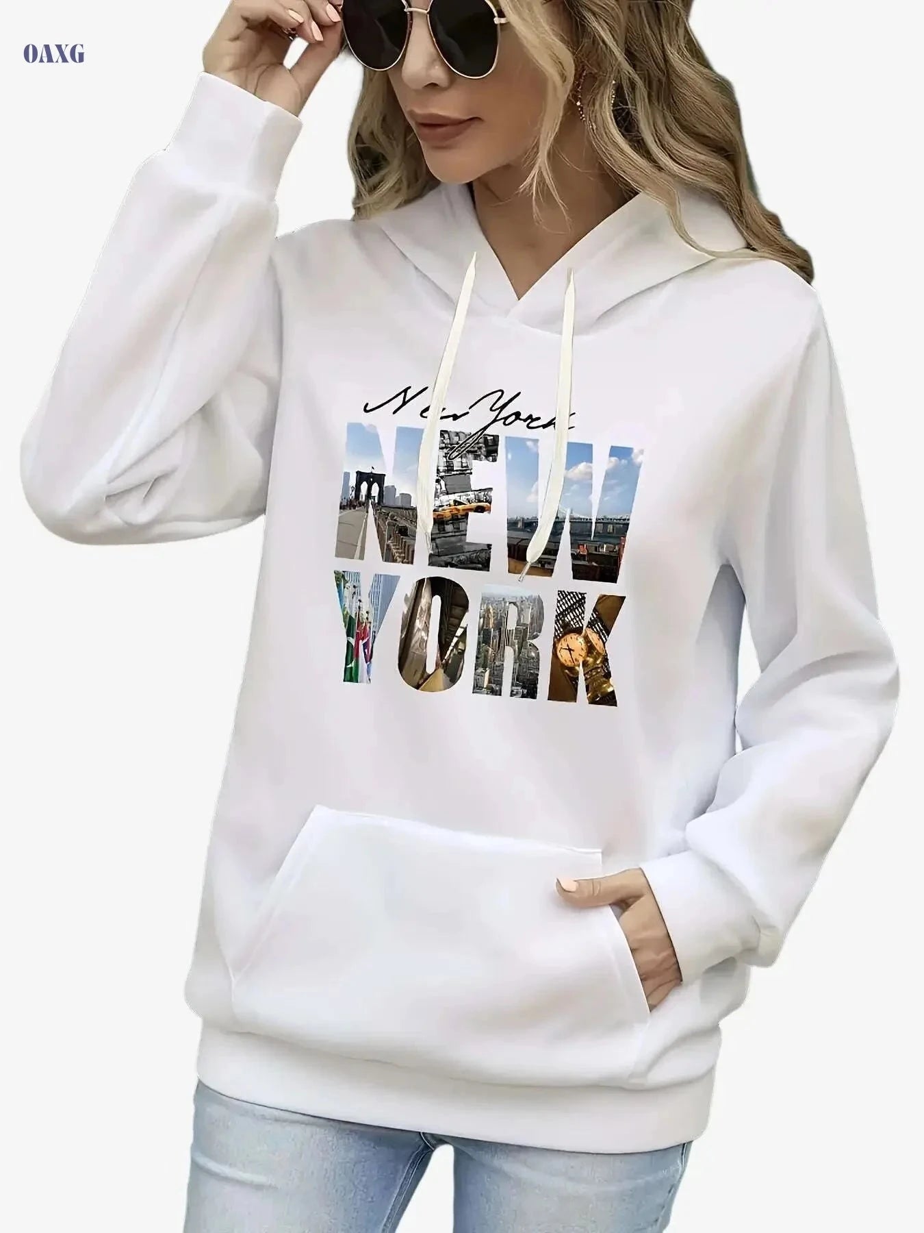 Women’s Fleece-Lined Hoodie - Stylish Casual Wear for Fall/Winter   OAXG 