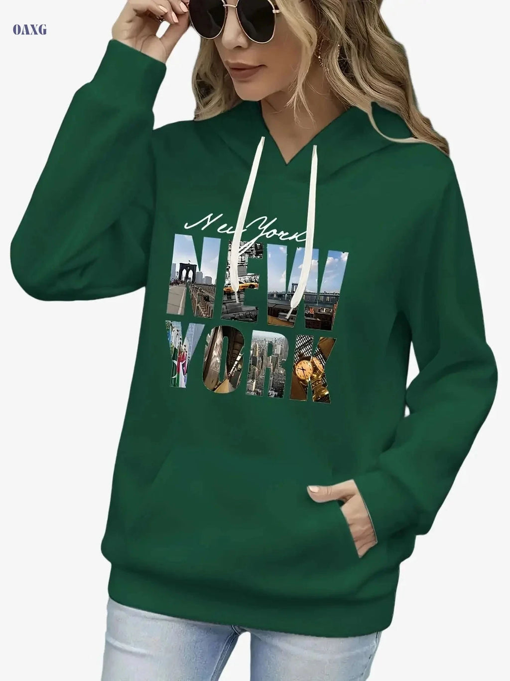 Women’s Fleece-Lined Hoodie - Stylish Casual Wear for Fall/Winter   OAXG 