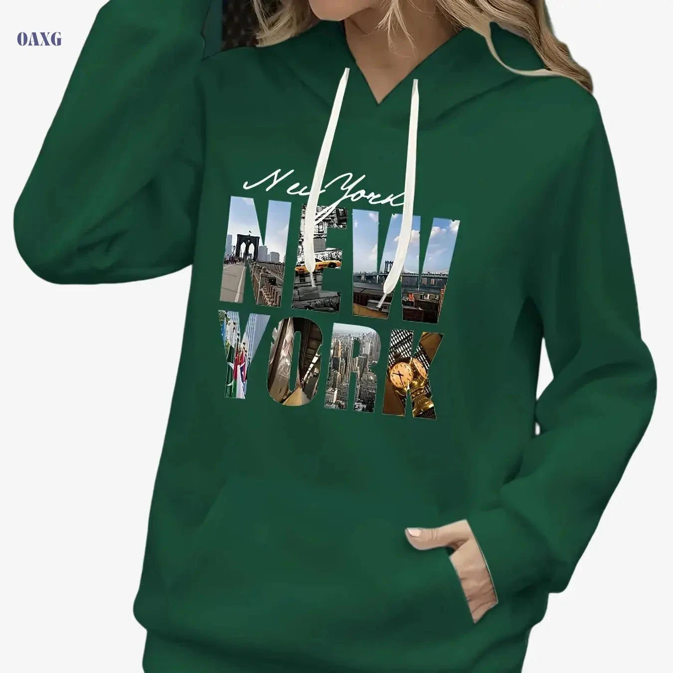 Women’s Fleece-Lined Hoodie - Stylish Casual Wear for Fall/Winter   OAXG 