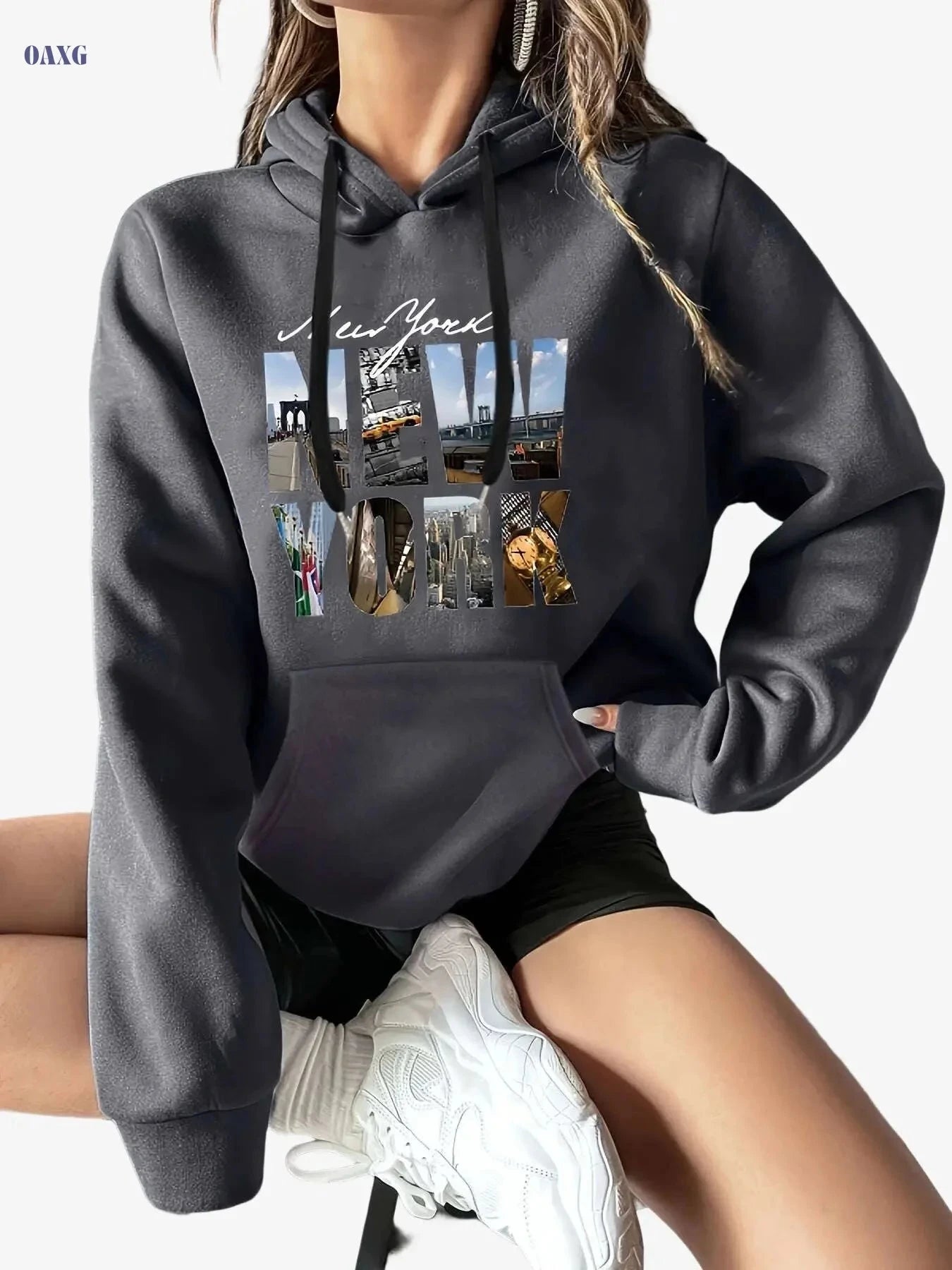 Women’s Fleece-Lined Hoodie - Stylish Casual Wear for Fall/Winter   OAXG Green / S