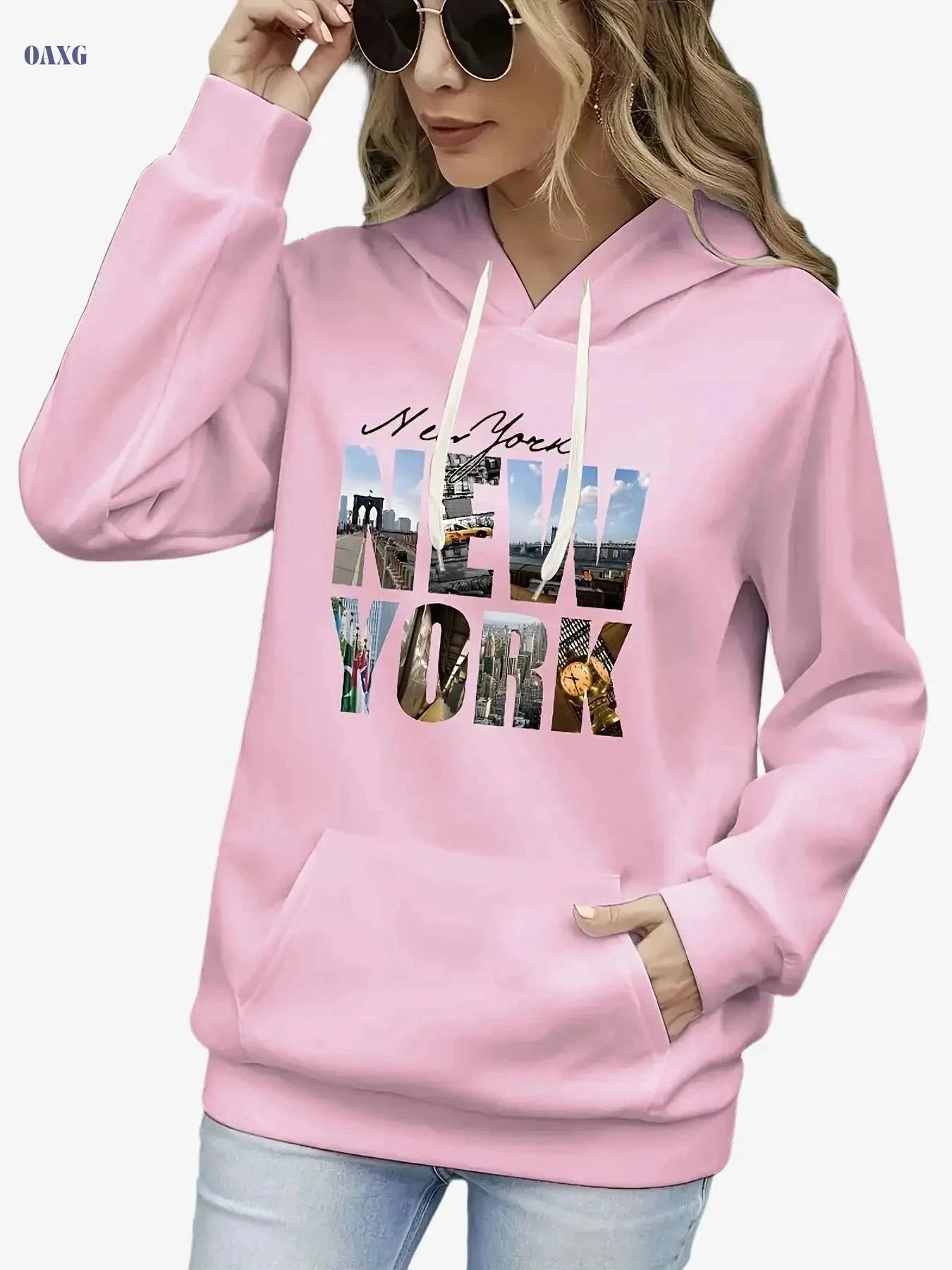 Women’s Fleece-Lined Hoodie - Stylish Casual Wear for Fall/Winter   OAXG Green / S