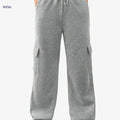 Women's Fleece-Lined Jogger Pants - Loose Fit, Multiple Pockets   OAXG Grey / S