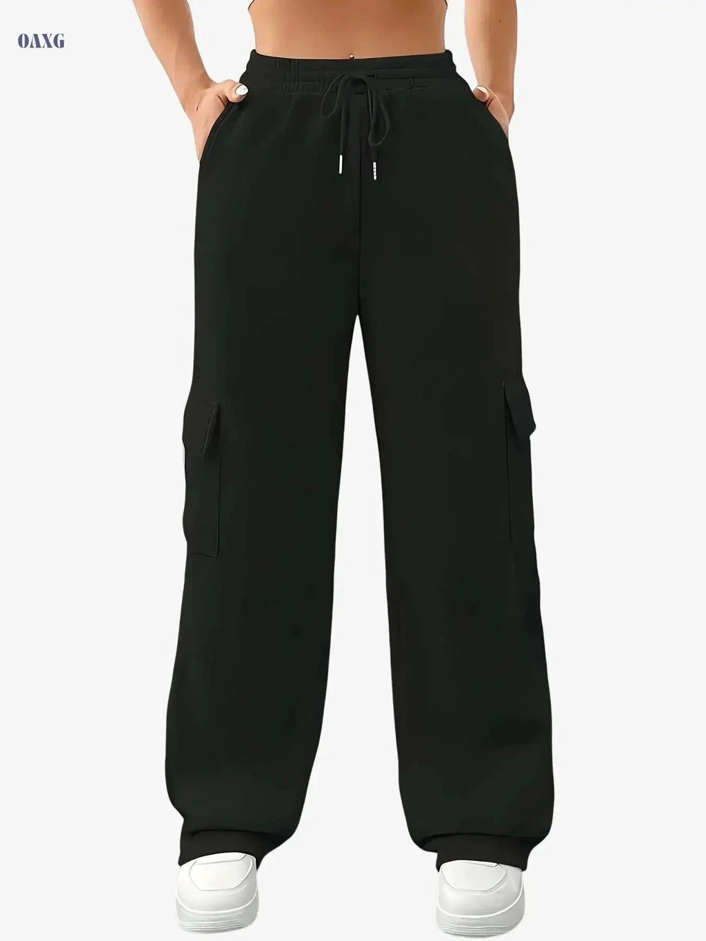 Women's Fleece-Lined Jogger Pants - Loose Fit, Multiple Pockets   OAXG Grey / S