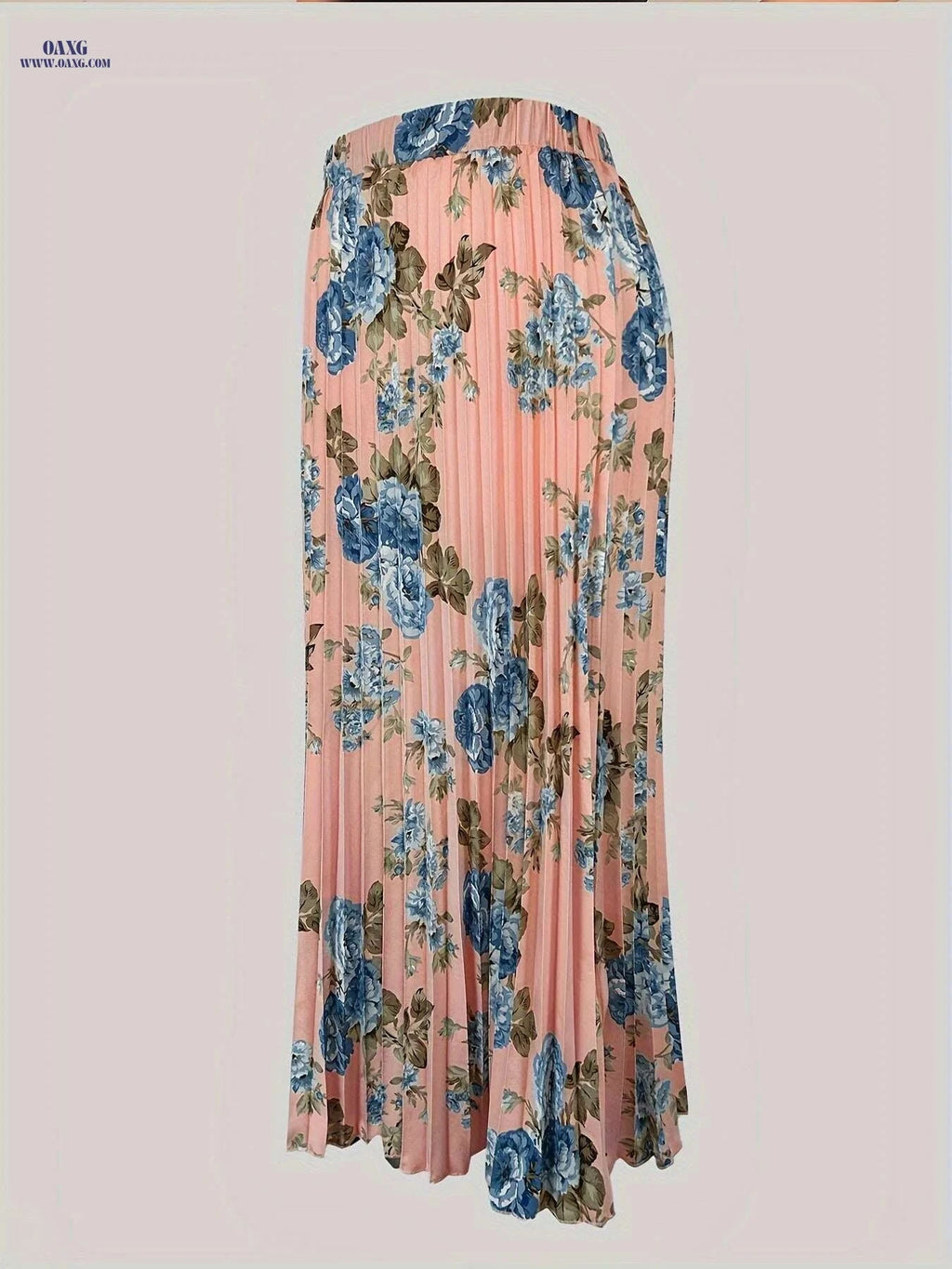 Women's Floral High Waist Skirt - Elegant Pleated Design for Spring   OAXG White / S