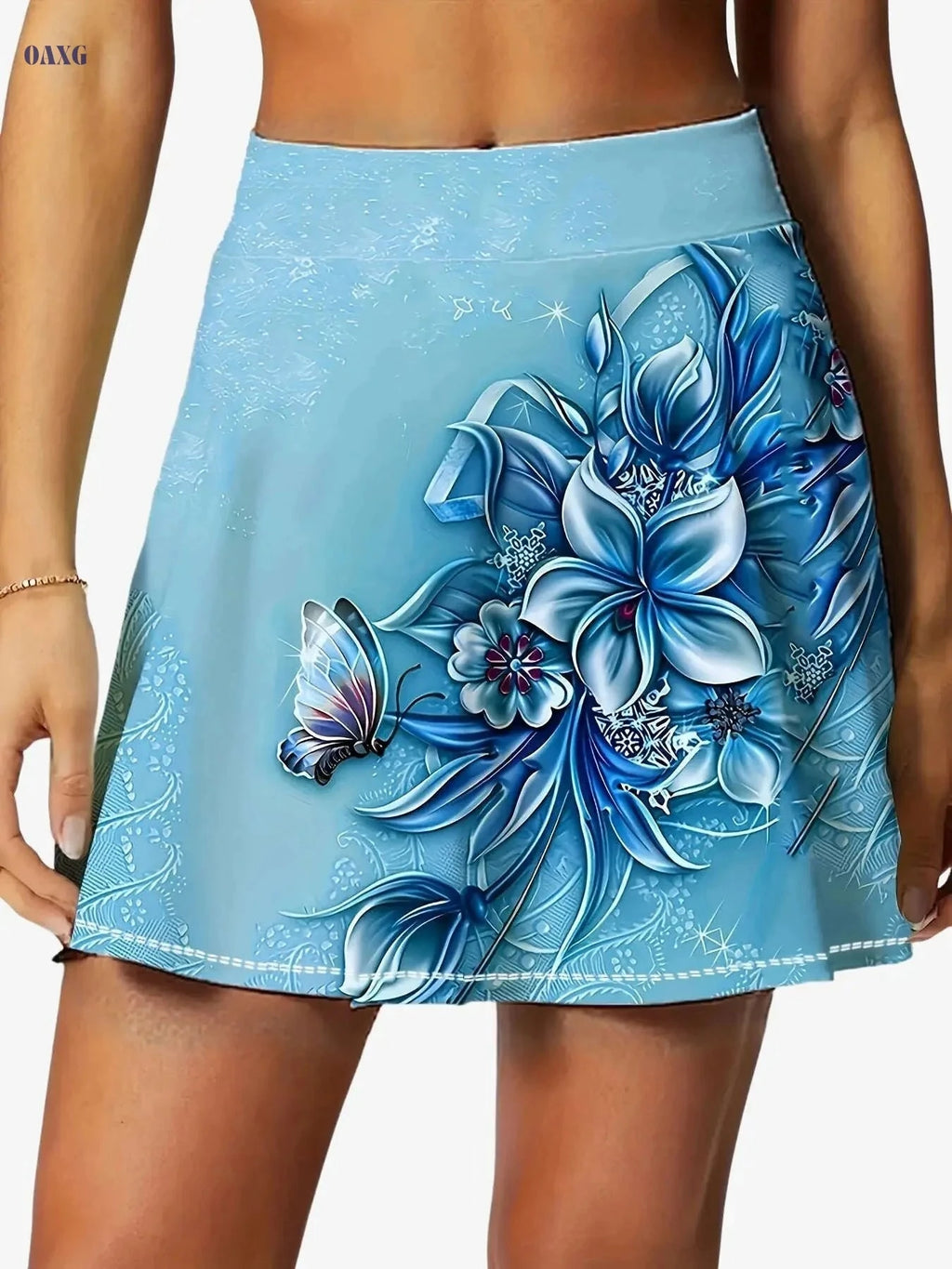 Women's Floral Pleated Fitness Skirt - Perfect for Sports & Yoga   OAXG 【Multicolor】 / XS