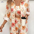 Women's Floral Print 3pcs Set - Casual Cardigan & Tube Top   OAXG Mixed colors / S