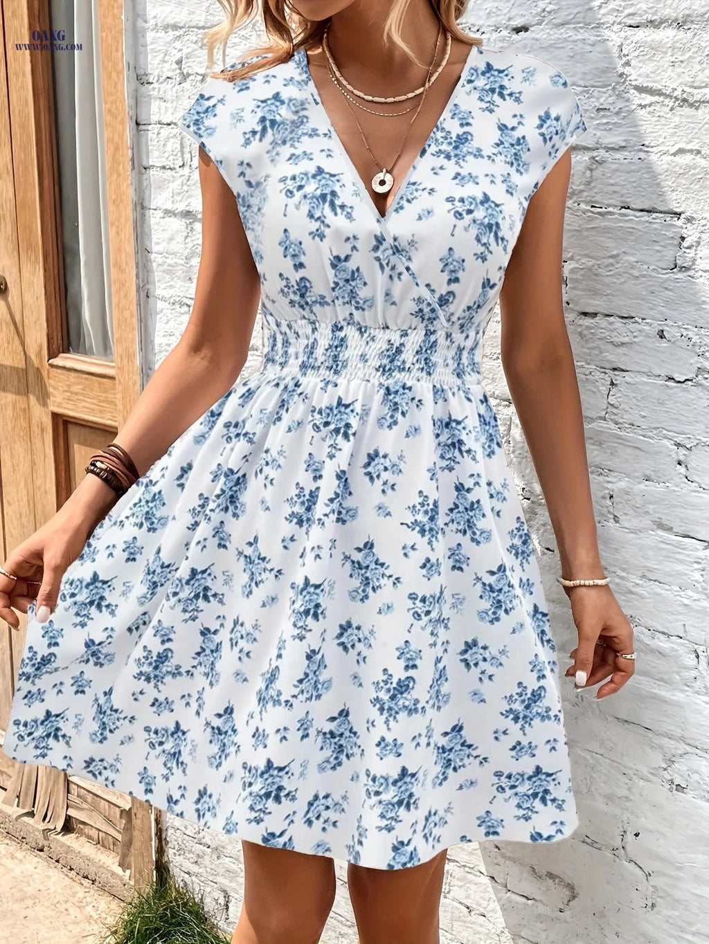 Women's Floral Print A-Line Dress - Elegant for Spring & Summer Events   OAXG 