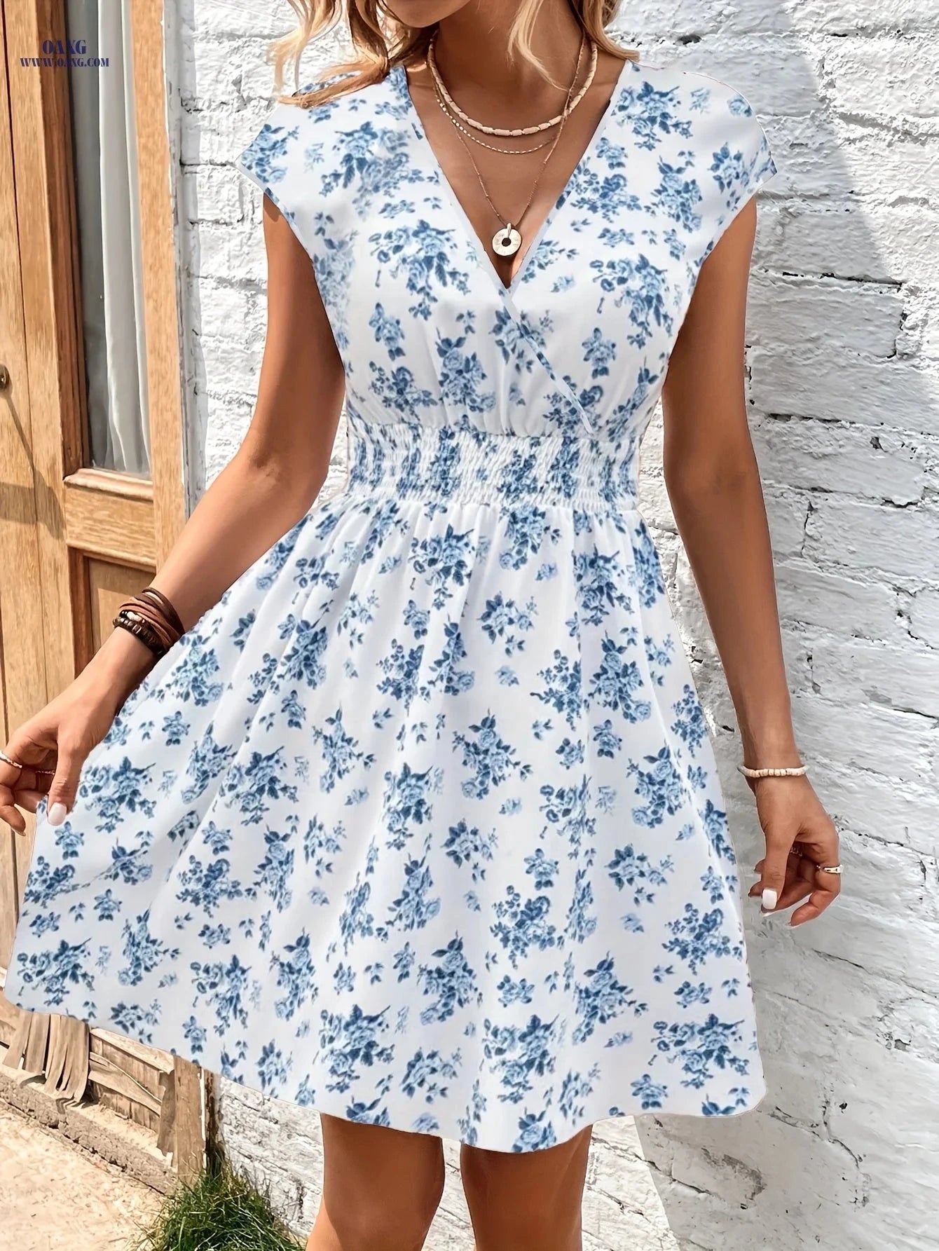Women's Floral Print A-Line Dress - Elegant for Spring & Summer Events   OAXG 